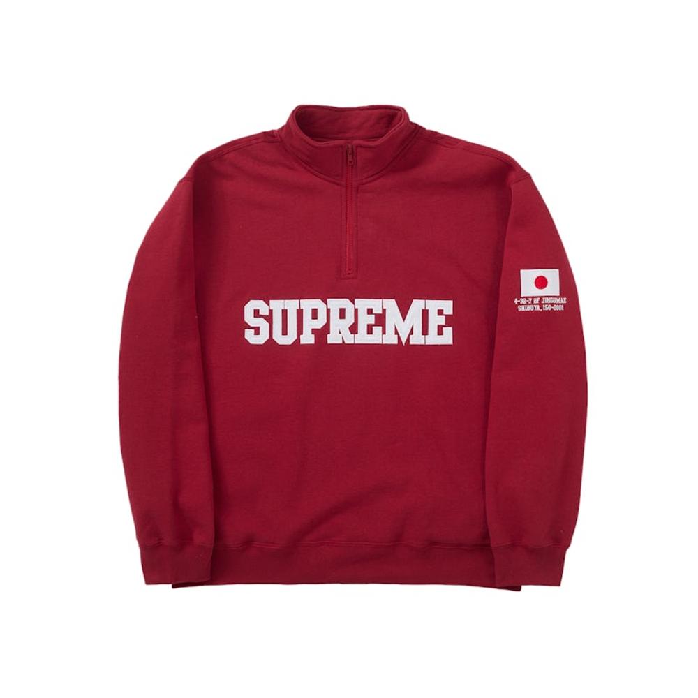 Supreme Tokyo Shop Flag Half Zip Pull Rouge