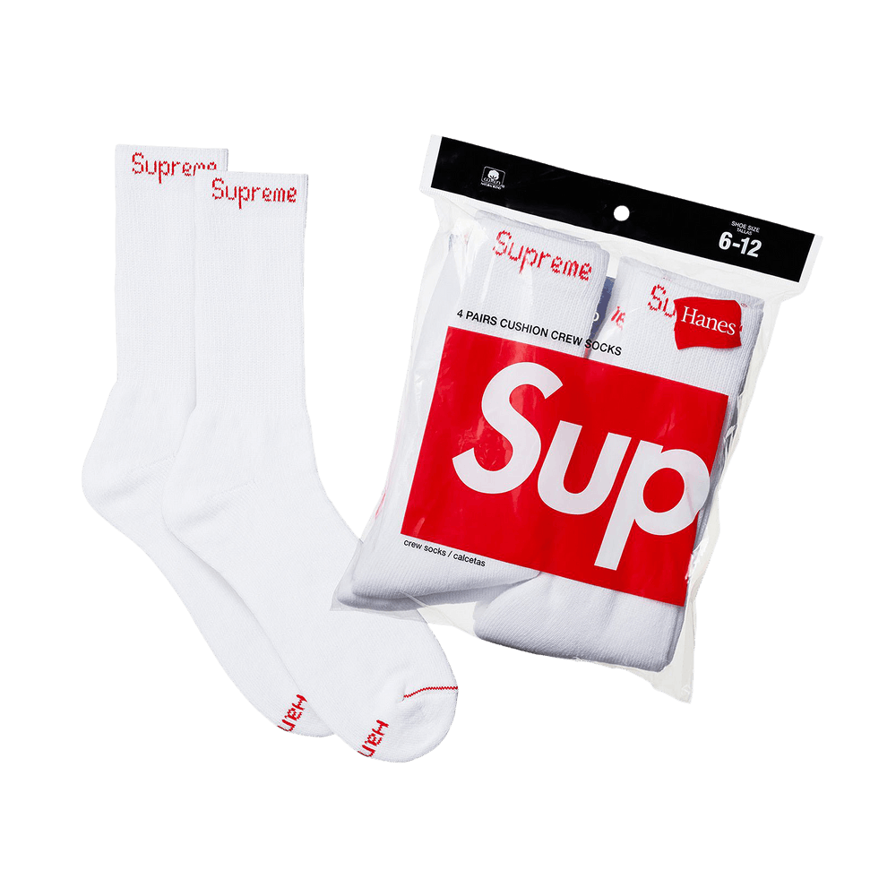 Supreme x Hanes Crew Socks (Lot de 4 paires) « White »