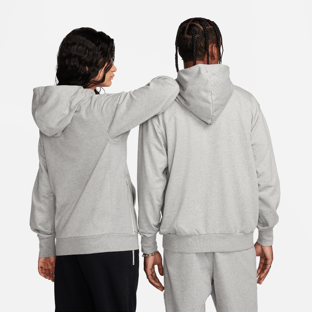 Sweat à capuche de basketball entièrement zippé Nike Standard Issue Dri-FIT pour homme, Gris foncé chiné/Ivoire pâle
