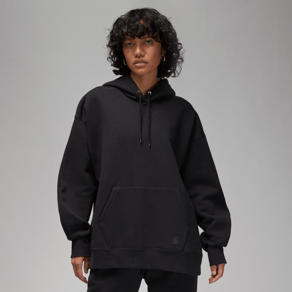Sweat à capuche Jordan Flight Fleece doublé satin pour femme, coloris noir