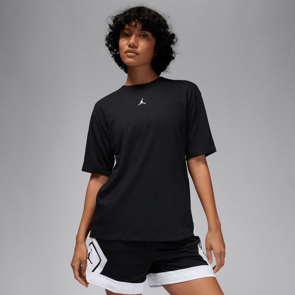 Haut Jordan Sport Femme à Manches Courtes Diamond Noir/Blanc