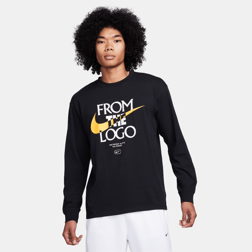 T-shirt de basket-ball Nike Max90 à manches longues pour homme - Noir