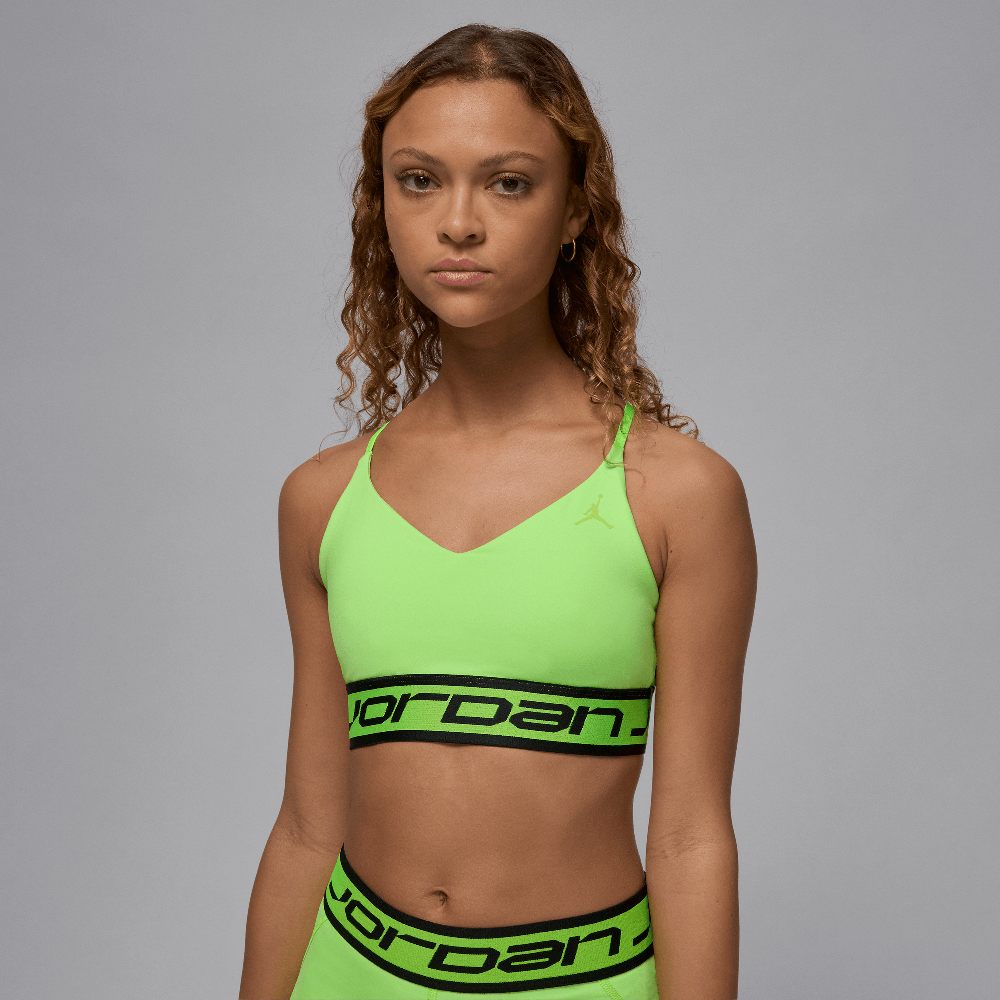 Soutien-gorge de sport à maintien léger Jordan Sport Indy pour femme, Vert électrique/Noir/Vert électrique