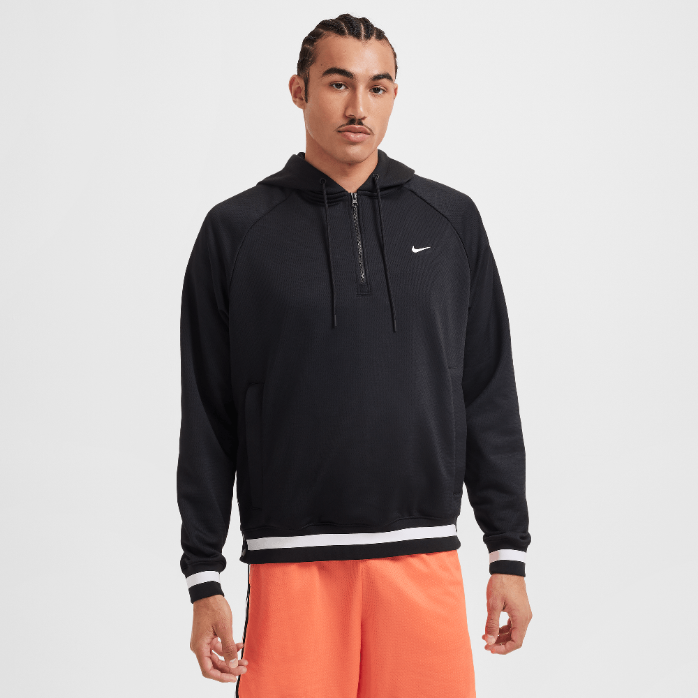 Haut à capuche de basketball Nike DNA Therma-FIT 1/4 zip pour homme Noir/Blanc