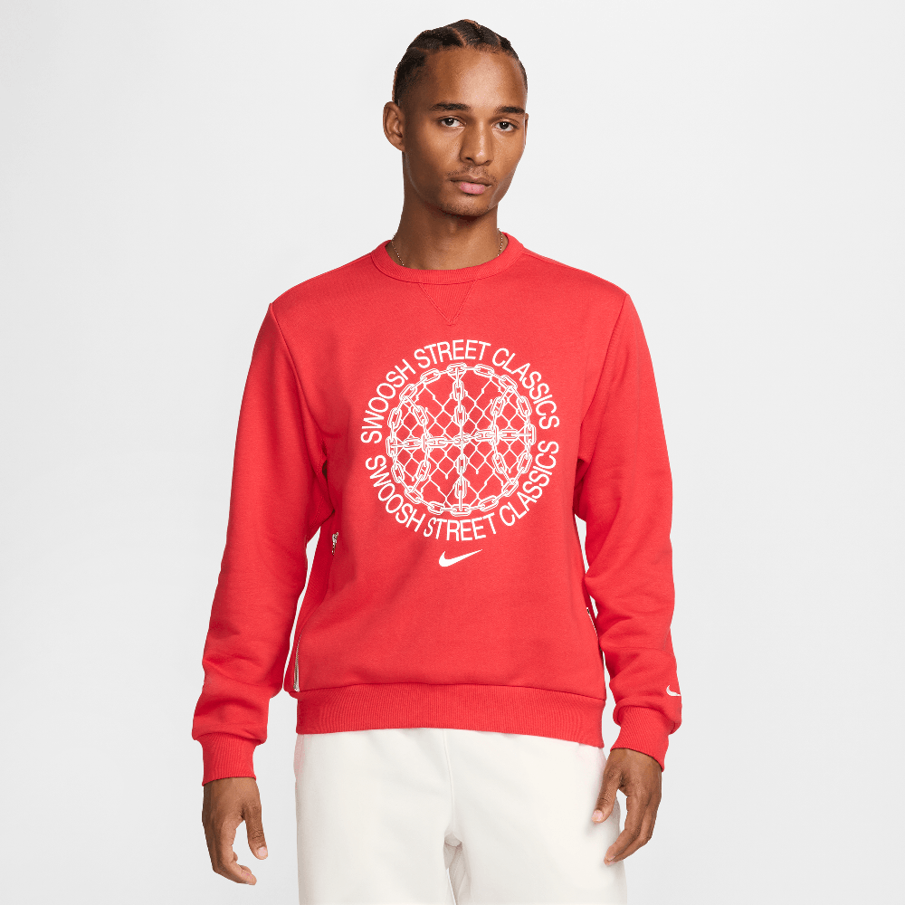 Sweat-shirt ras-du-cou de basket-ball Nike Standard Issue Dri-FIT pour homme Rouge université/chiné/Ivoire pâle
