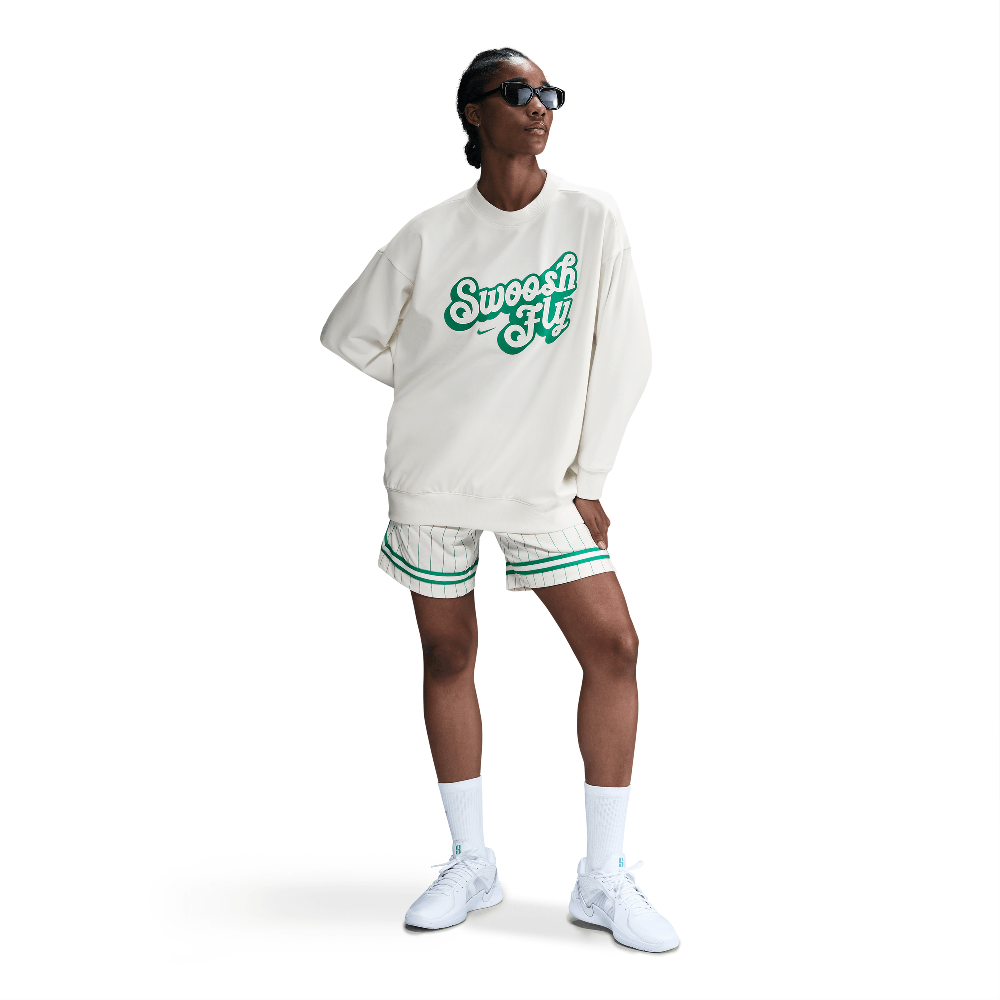 Sweat-shirt de basket-ball en molleton épais oversize Nike Swoosh Fly Dri-FIT pour femme Voile/Vert Stade
